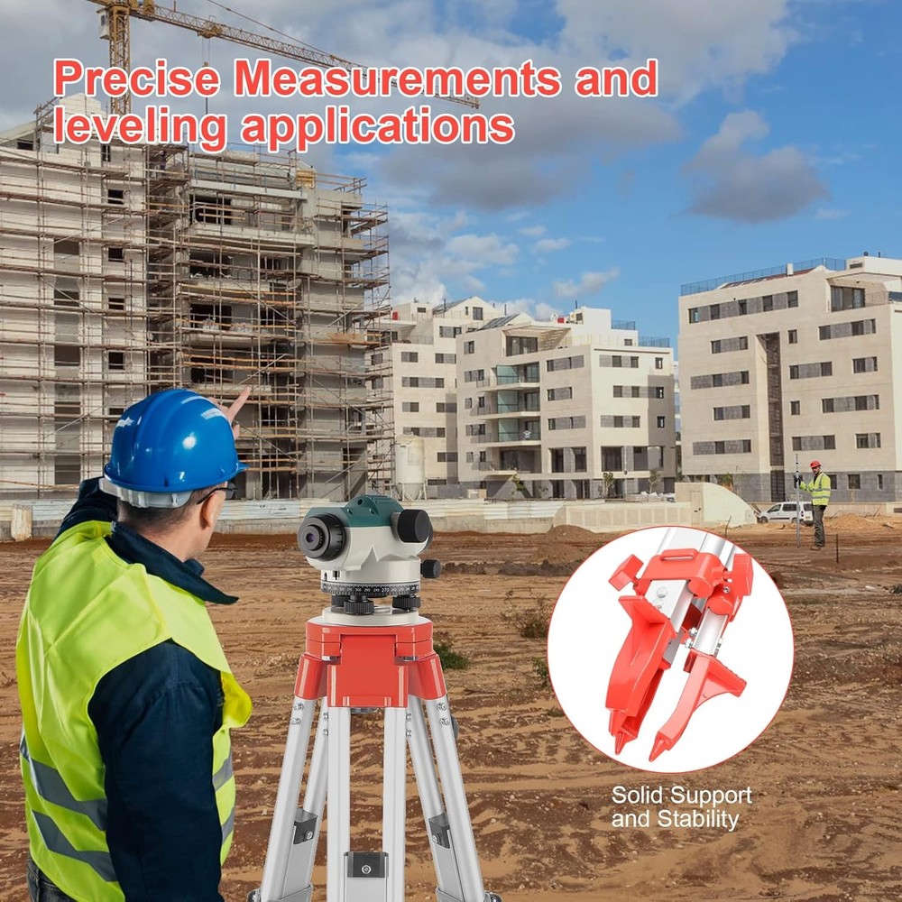 KEZERS 32X Automatic Optical Level Kit with Tripod, Self-Leveling Silver