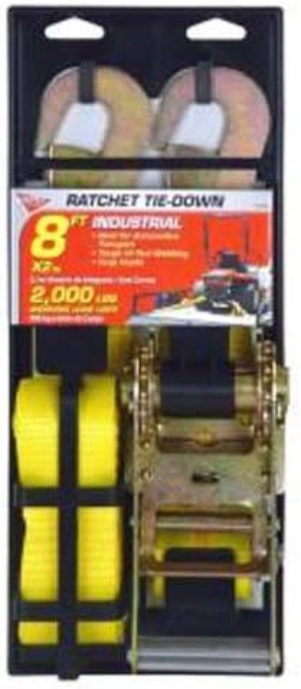 2" x 8' Heavy Duty Auto Tie-Down Strap - 2000 lbs Capacity with Snap Hooks