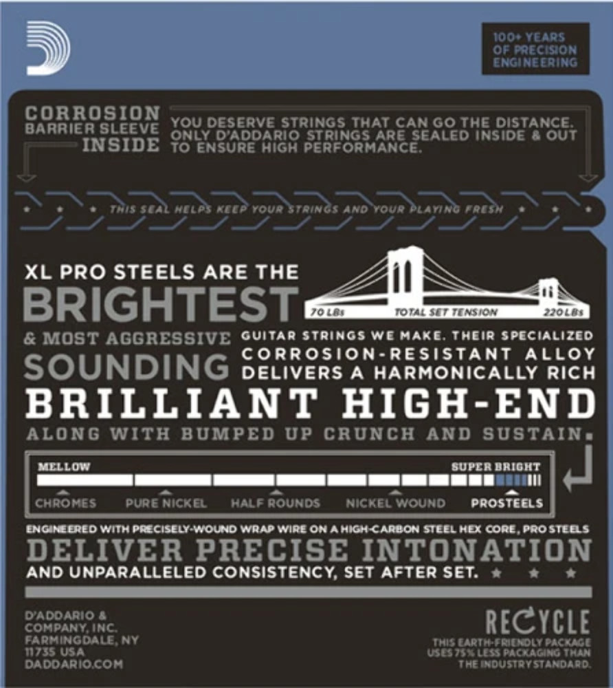 D'Addario PROSTEELS, Medium, 11-50 Electric Guitar Strings