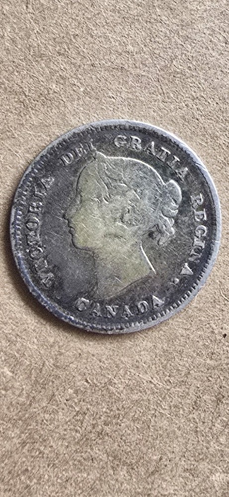 Canada 1884 Silver 5 Cents, Key Date, Circulated