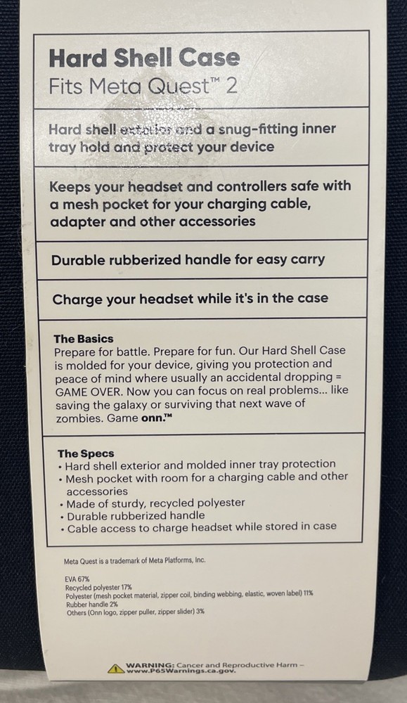 Onn Hard Shell Case for Meta Quest 2 - Game ONN