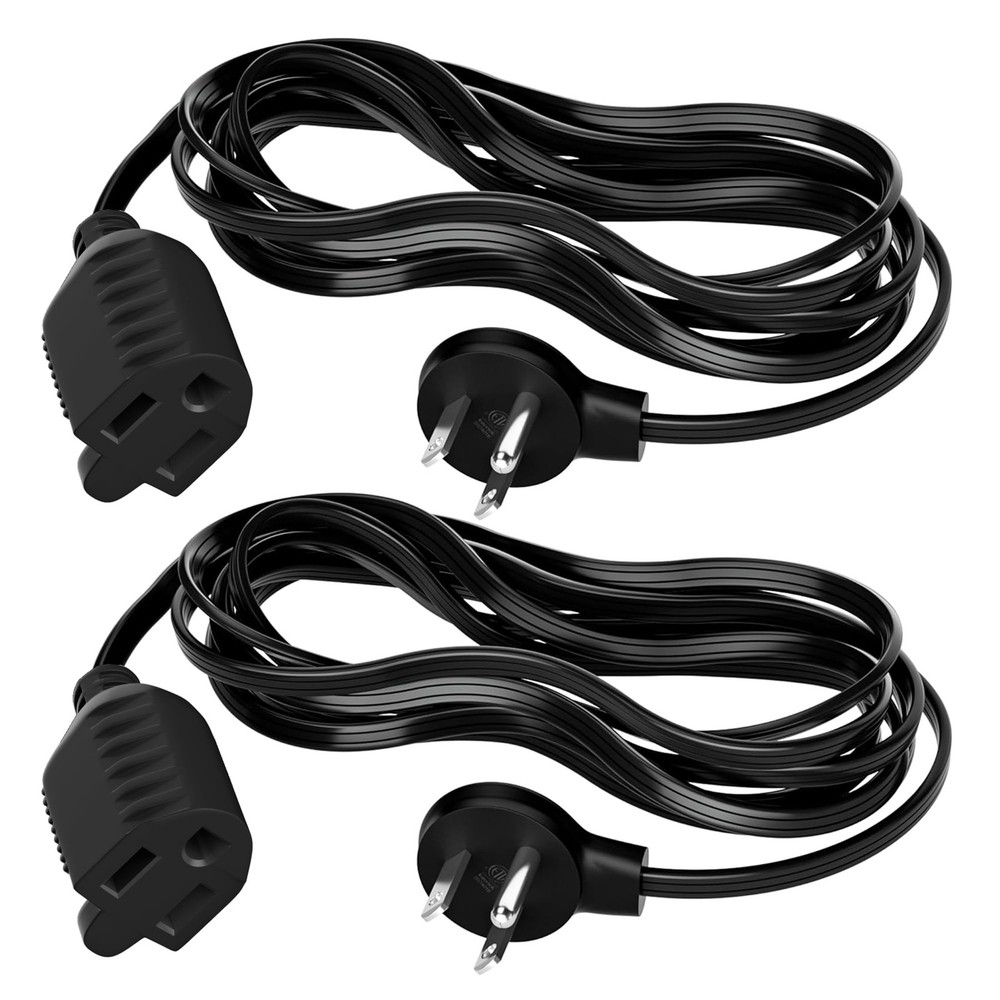 Elecan Flat Plug Extension Cord 4 Ft 2 Pack with Slim Space-Saving Plug Desig...