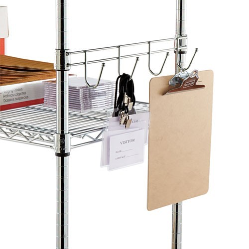 Alera Hook Bars For Wire Shelving, Four Hooks, 18" Deep, Silver, 2 Bars/Pack