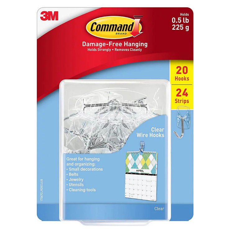 Pack of 20, Command Small Wire Hooks, 20 ct.  Clear