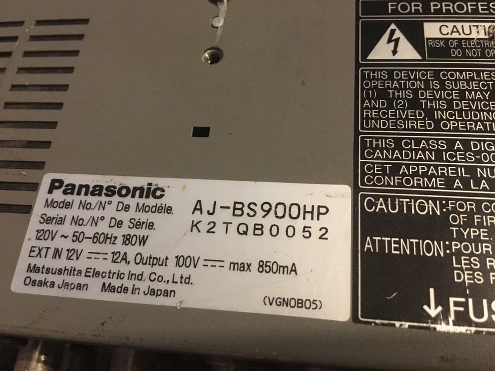Panasonic DVCPRO Digital Triax Base Station AJ-BS900HP