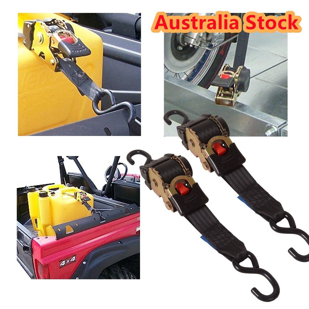 1PCS Quick Release Automatic Retractable Ratchet Tie Down Strap With S hooks
