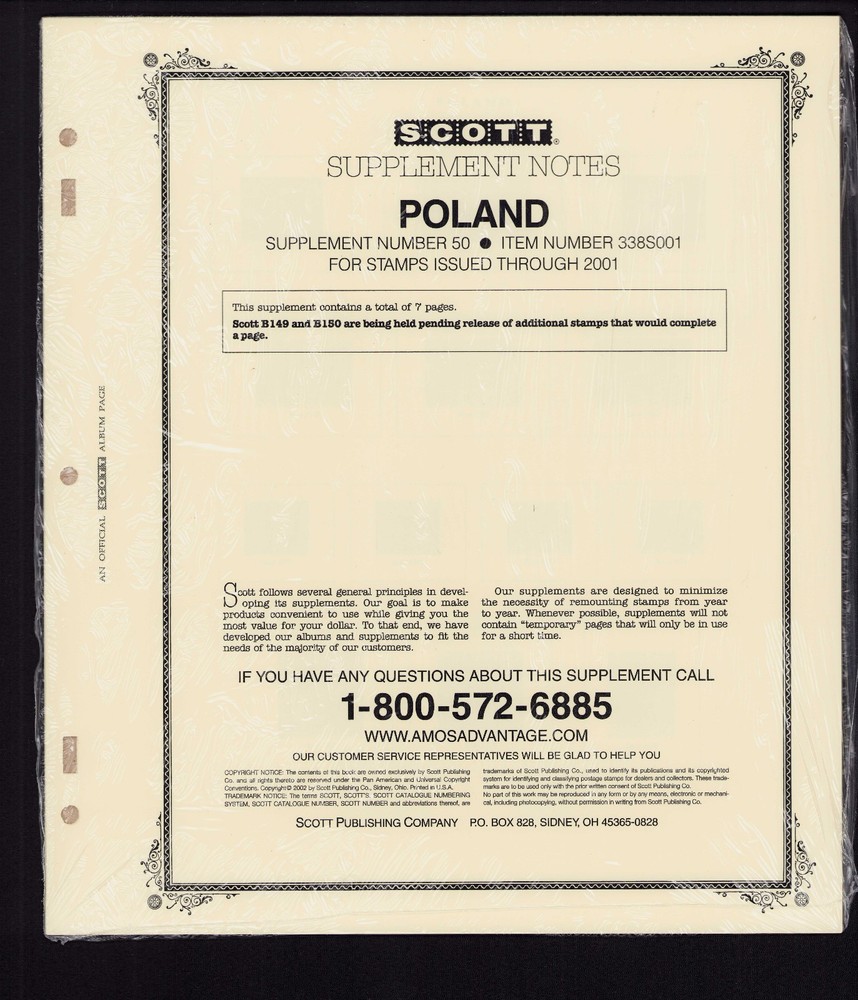 Scott Specialty Series Album Pages: 50 Poland 2001 NEW  and wrapped aka 338S001^