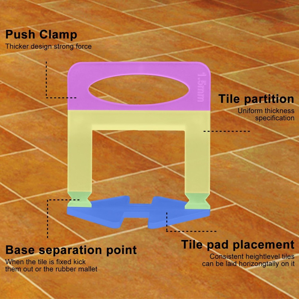 Tile Leveling System Clips 1/16" Leveler 1.5mm Clips, White