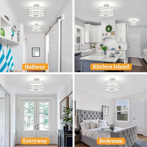 4-Light Semi Flush Mount Ceiling Light, Brushed Nickel 4 Light Brushed Nickel