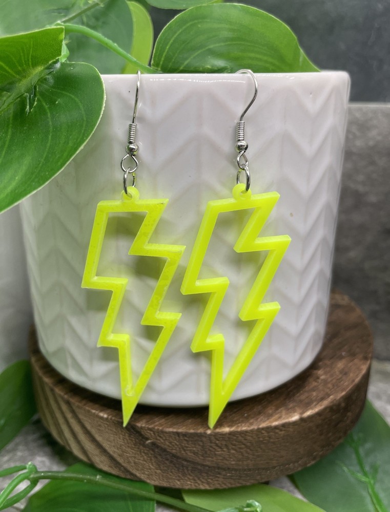 3.5” Earring Set Silver-tone Boho Lightening Bolt Dangle Drop New B7387