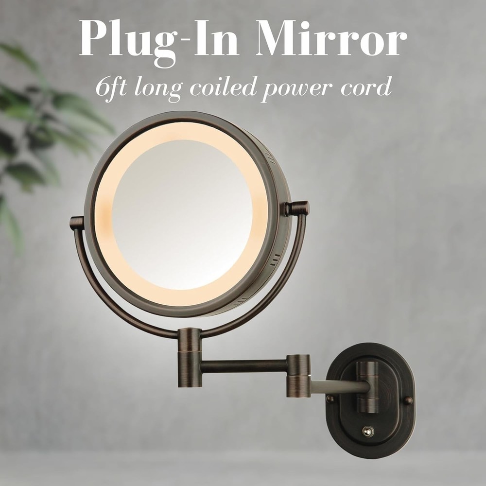 Wall-Mounted Magnifying Mirror with LED Lights - Lighted Makeup Mirror with ....