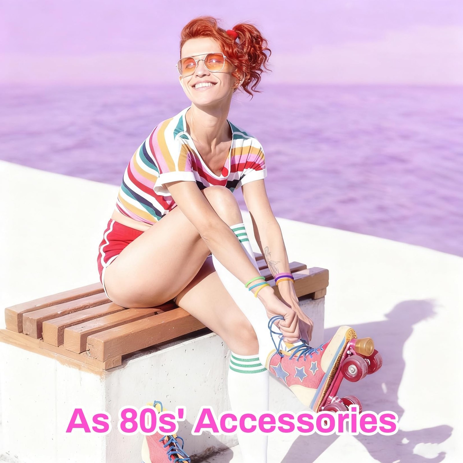 Hair Ties Jelly Bracelets - 80s Outfit Accessories for Women, Elastic Silicon...