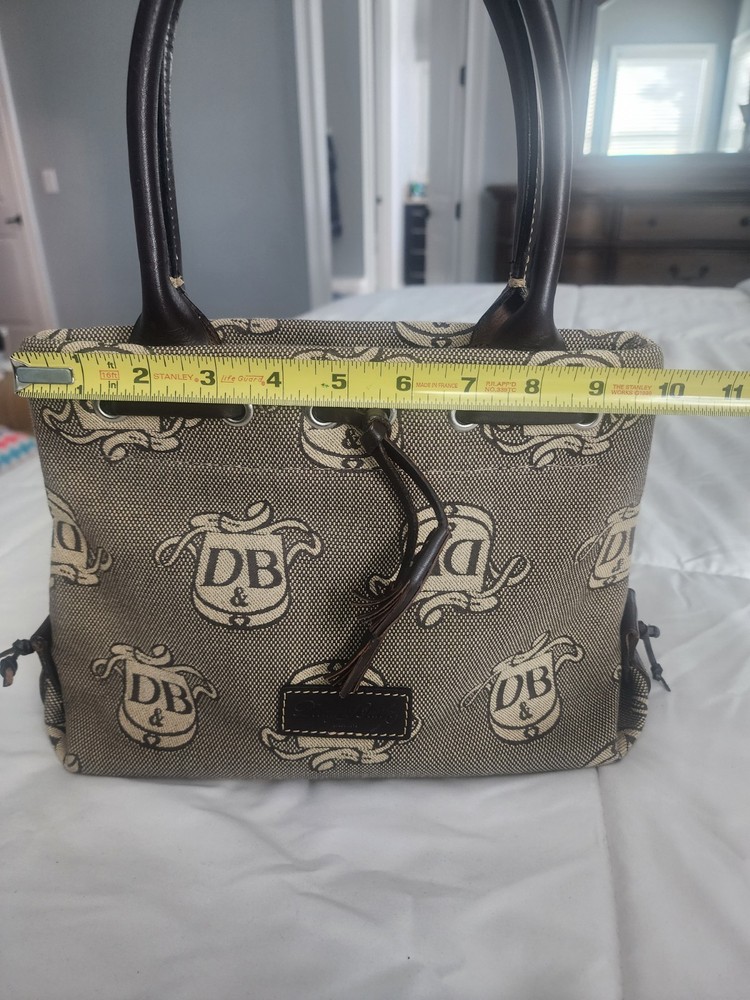 Dooney & Bourke DB Logo Dark Brown Double Handle Mini Tassel