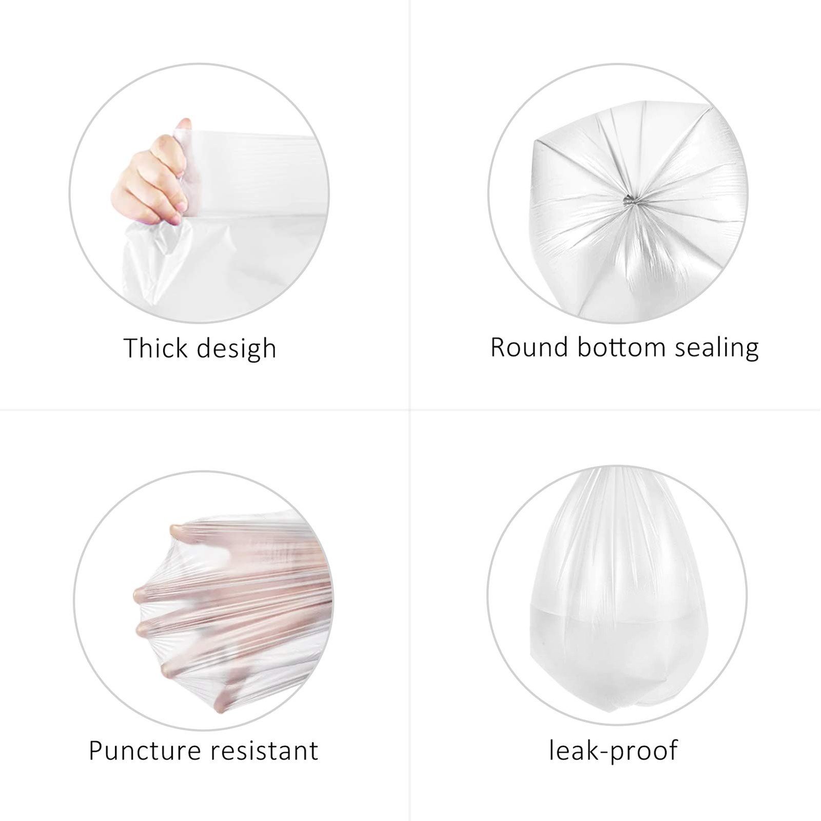 180 Counts 2 Gallon (1.8-2 Gal) Small Trash Bags Garbage Bags by , fit 1.6,1....