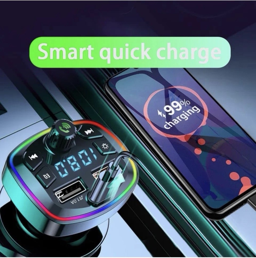 Bluetooth FM Transmitter, Dual USB Port and PD Type C Car Charger