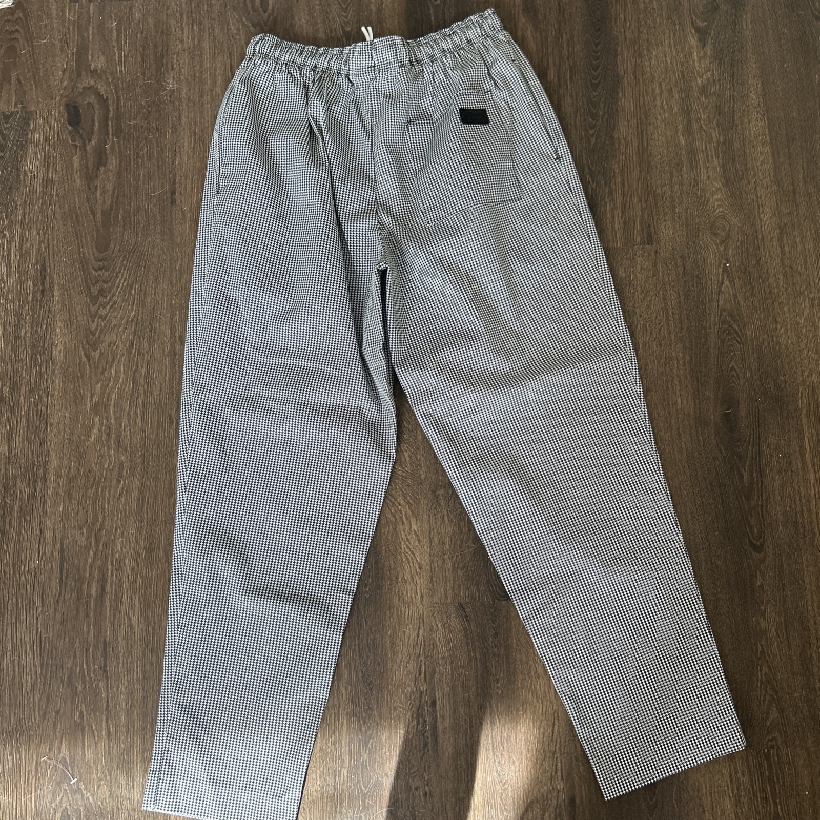 Happy Chef Utility Pants Black White Houndstooth Sz M Pockets Classic MINT Cook