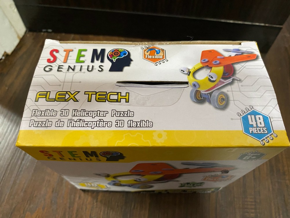 STEM GENIUS FLEX TECH FLEXIBLE 3D HELICOPTER PUZZLE 48 PIECE SET NEW! 