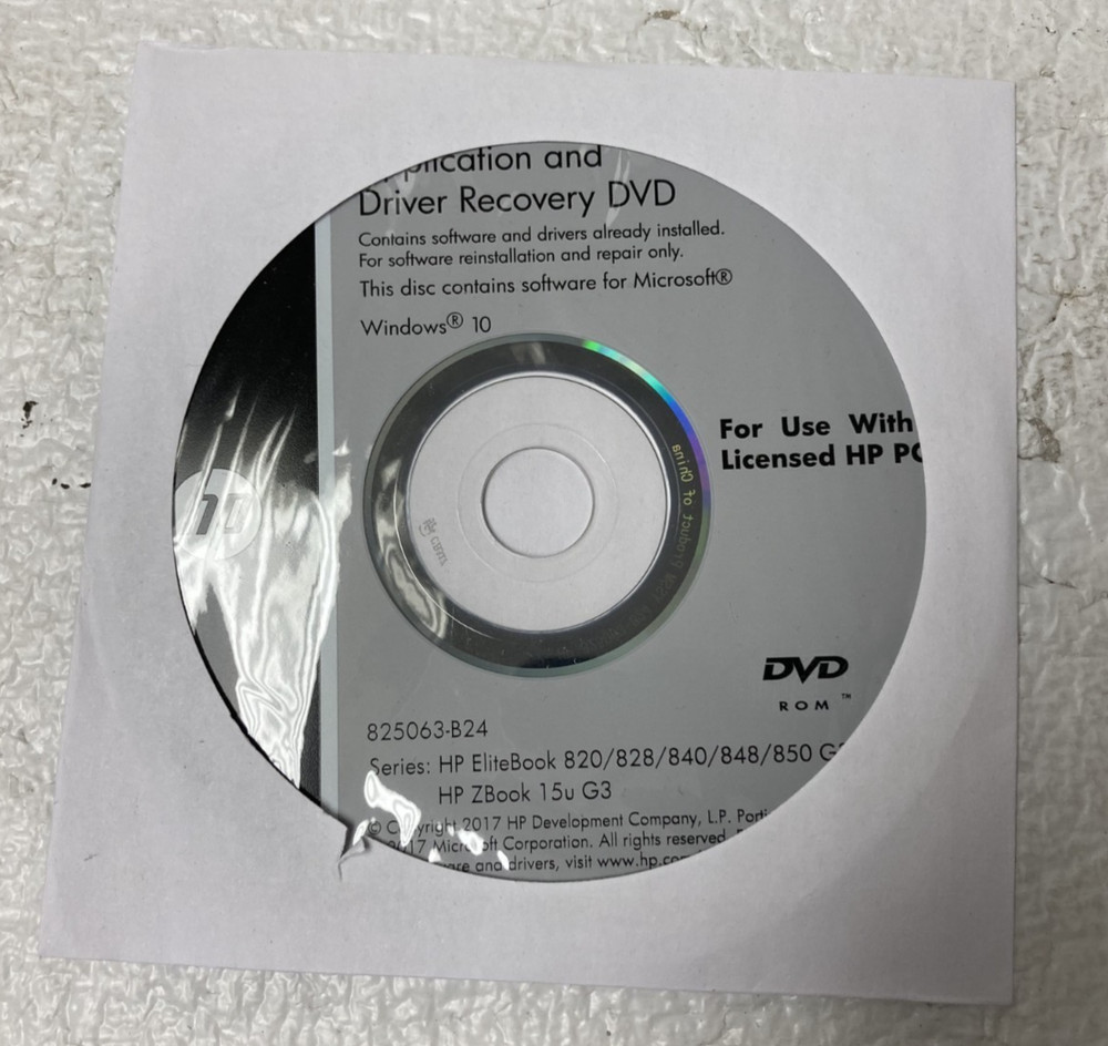 HP Application and Driver Recovery DVD Win 10 825063-B24