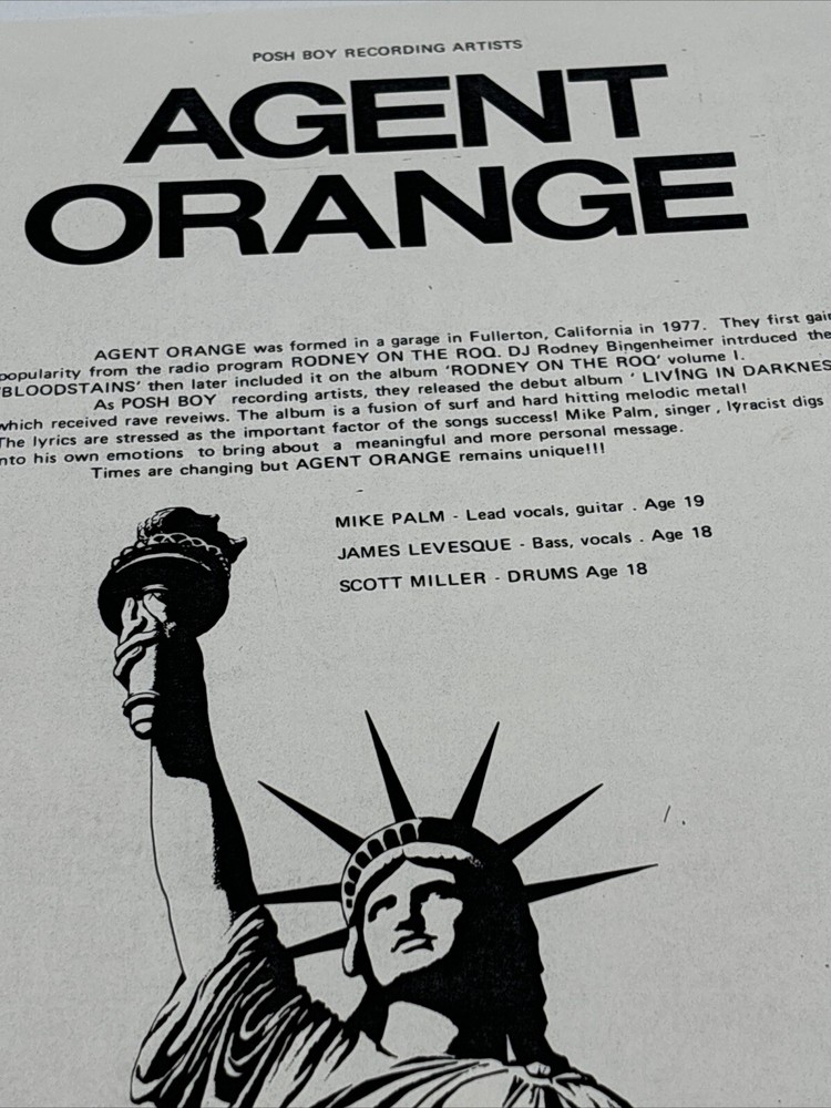 Agent Orange SoCal Surf Punk Rock Band Promo Write up Posh Boy HTF
