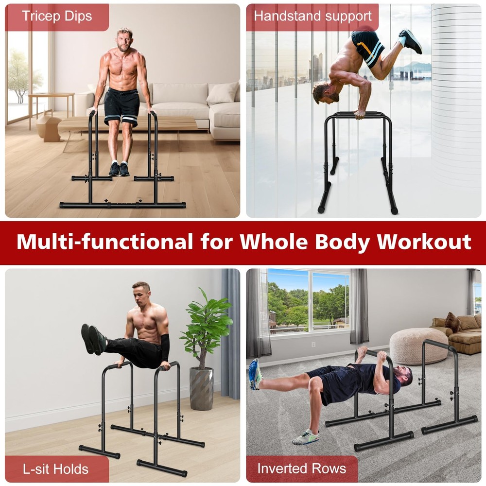 MIUDGIG Adjustable Height Parallel Push Up Stand, Parallel Bar Station for St...