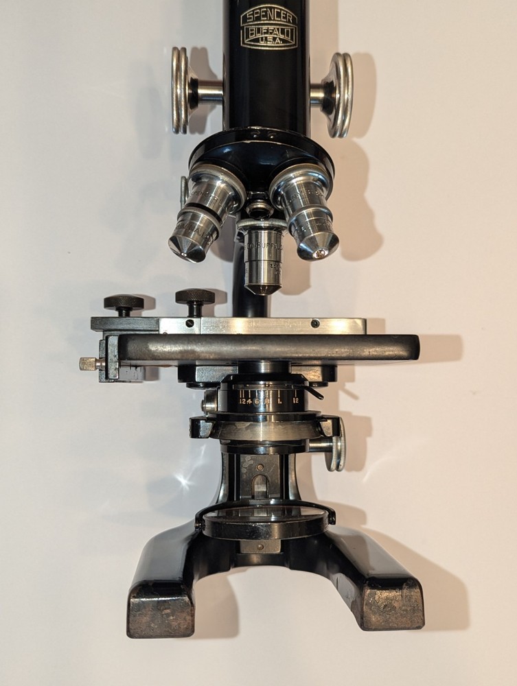 Vintage Spencer Microscope w/ Case, Objectives, Manual & Mechanical Stage