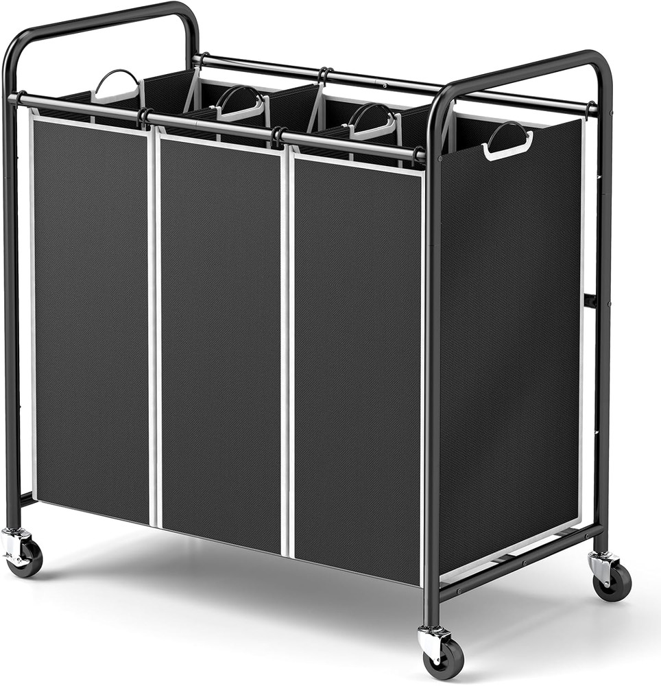 Laundry Sorter Hamper 3 Section, Divided Laundry Basket Organizer with Heavy Dut