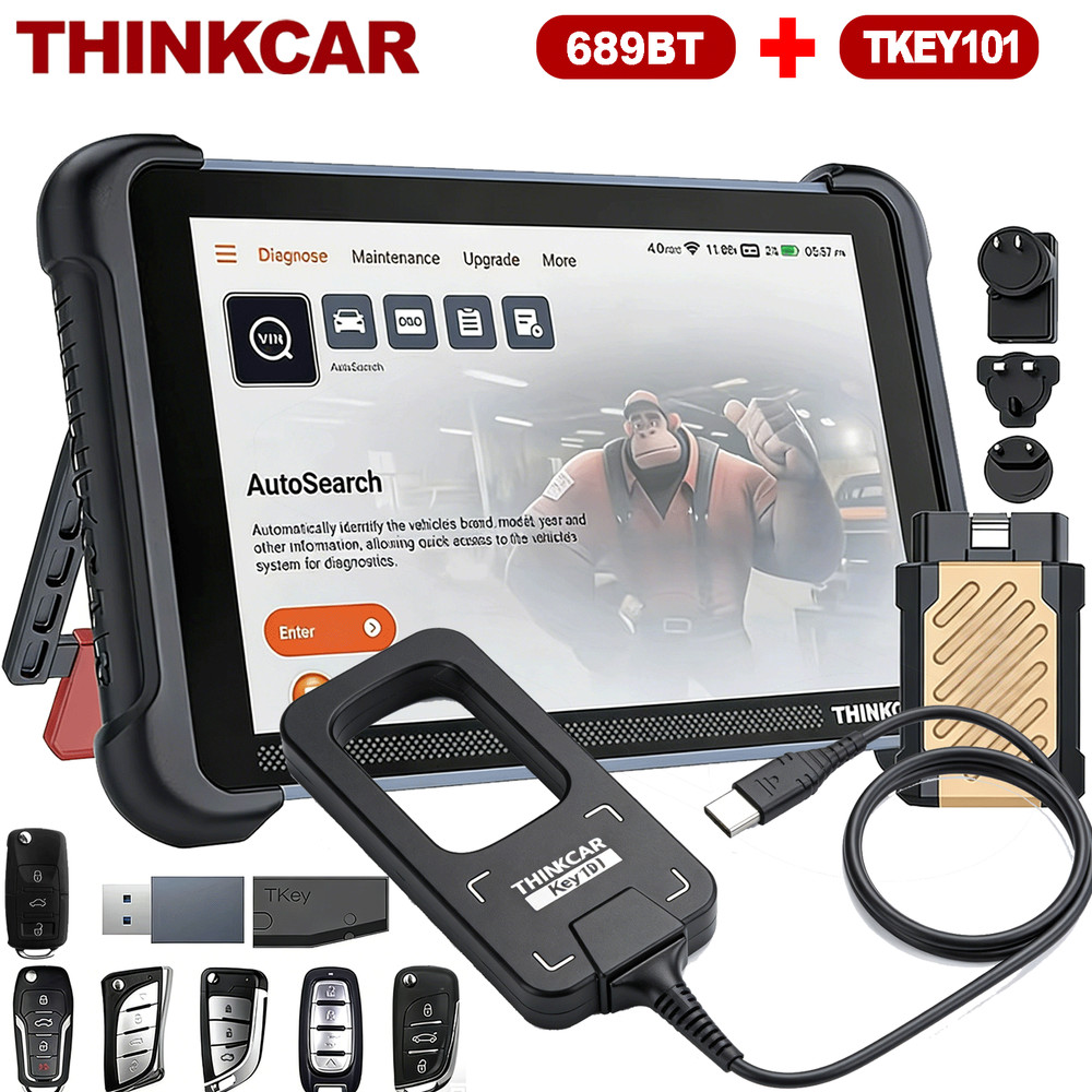 ThinkScan 689BT +TKEY101 Car Key Programmer Bidirectional OBD2 Scanner 34+Resets