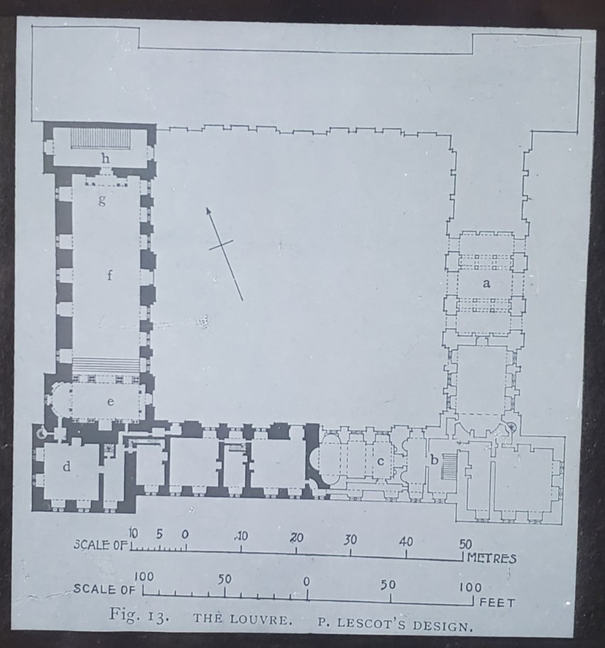 Ground Plan SW Court, Louvre, Paris, France,, Magic Lantern Glass Slide