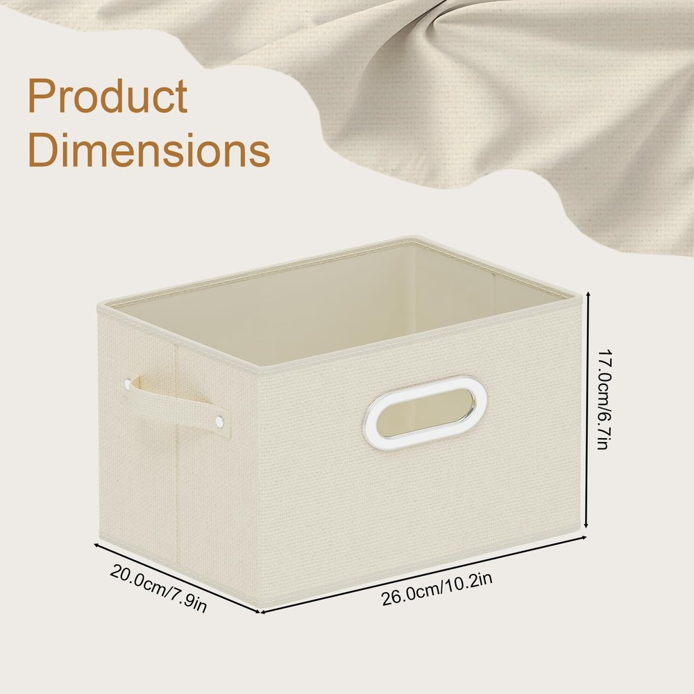 Foldable Cloth Basket with 4 Handles, Decorative Open Storage Boxes, Stackabl...
