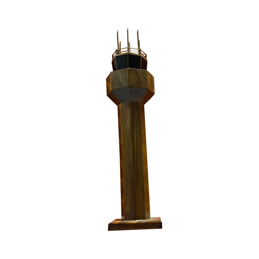 Control Tower Mahogany Wood Desktop Helicopter Model