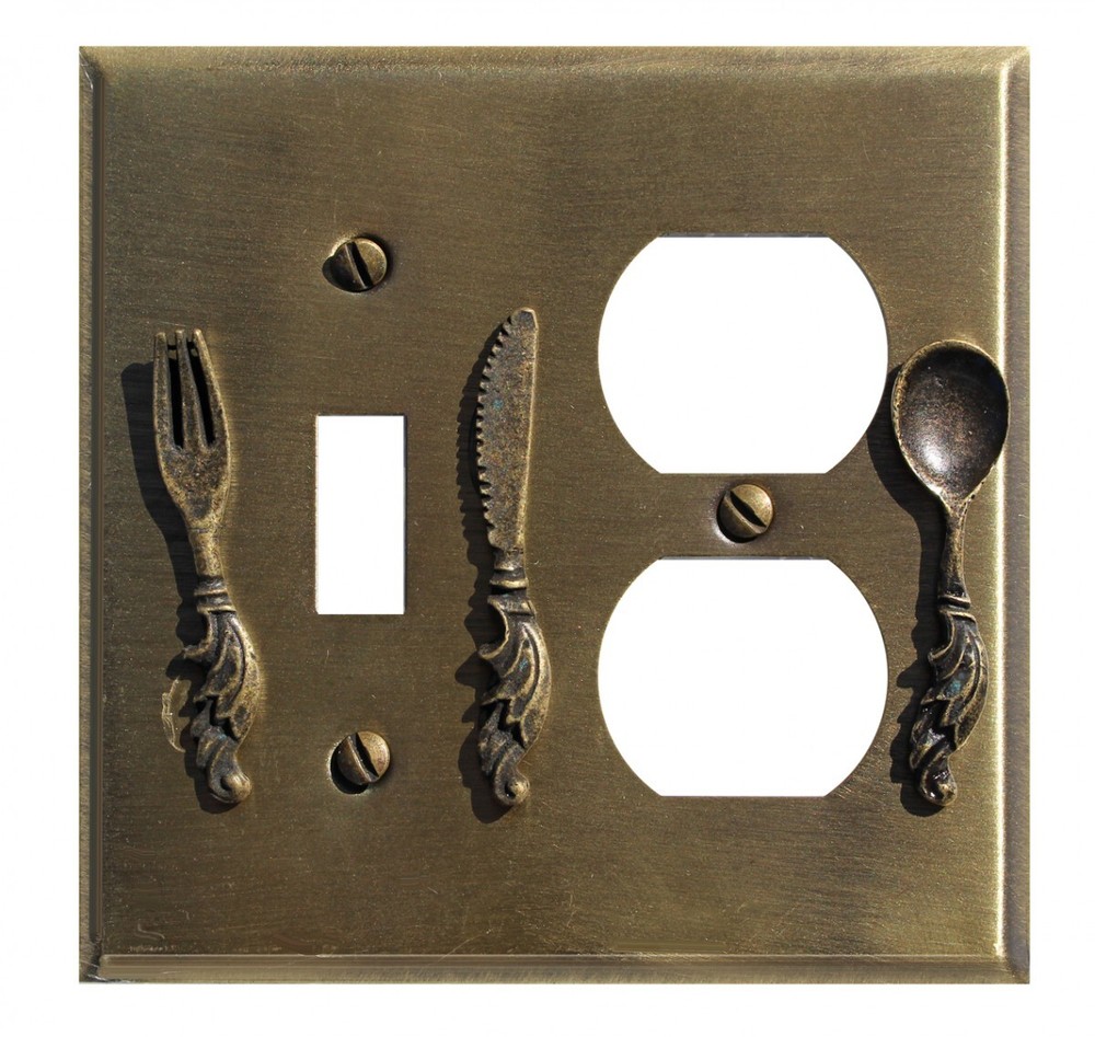 Kitchen Switchplate Antique Silver Brass Toggle/Outlet | Renovator's Supply