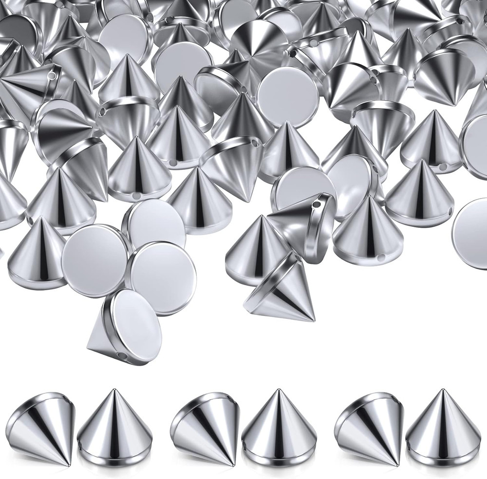 440PCS 8mm Silver ABS Bullet Spike Cone Studs, Rivets Cone Spike Studs Beads,...
