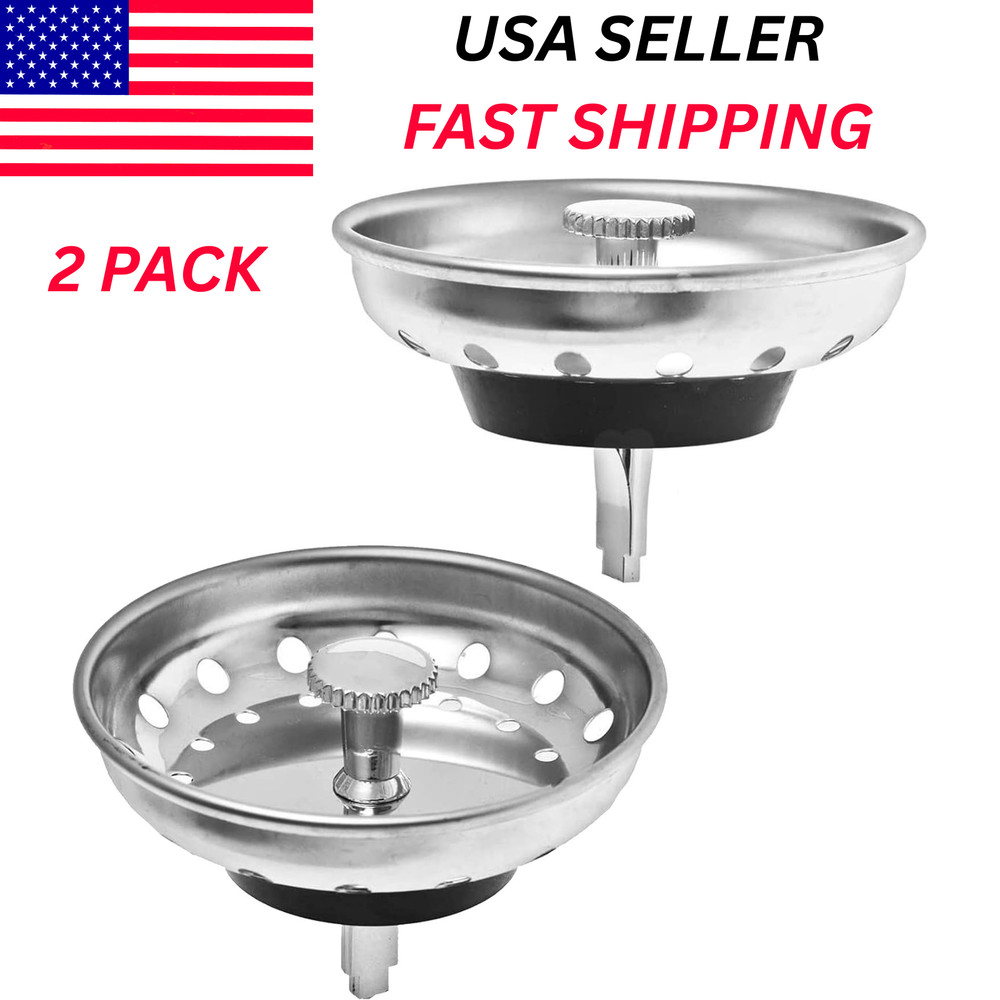 2 Pack Kitchen Sink Strainer and Stopper Combo Basket Replacement for Standard