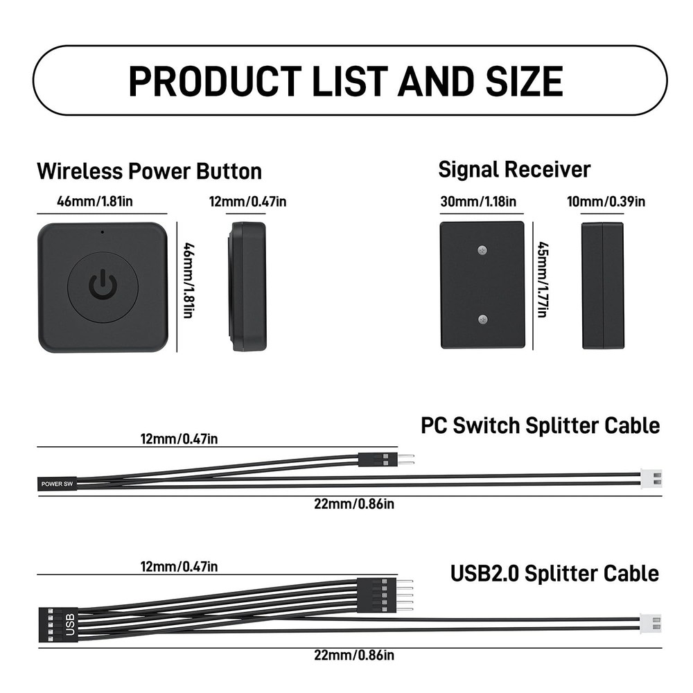 Wireless PC Power Button Remote Computer Motherboard Switch USB Receiver