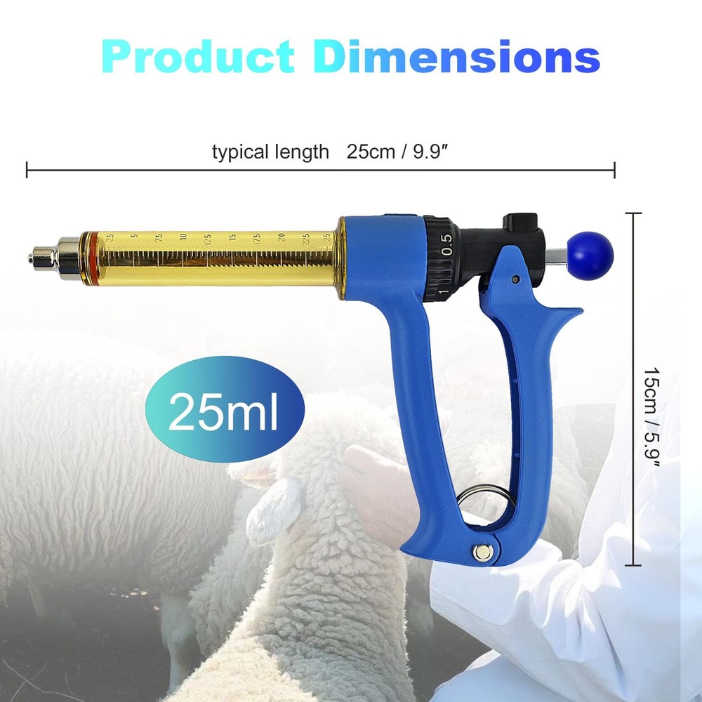 RANCH CHOICE 25ml Semi Automatic Livestock Syringe with Color Piston Knobs Repea