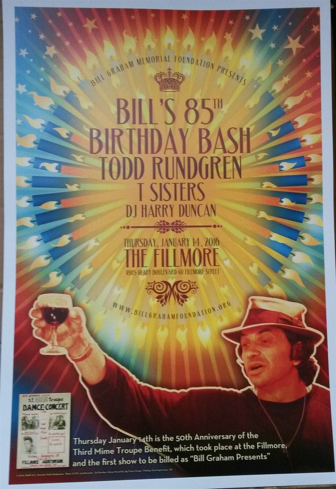 Mint Todd Rundgren Bill Graham Bash Fillmore Poster 2016 a