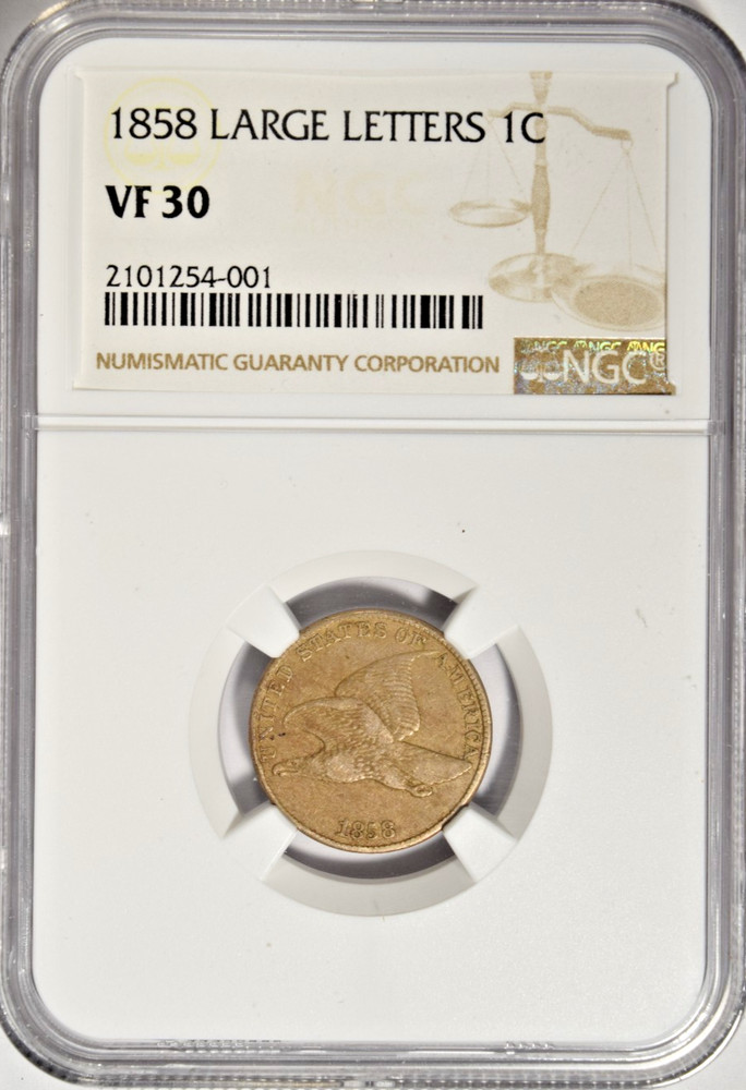 1858 FLYING EAGLE CENT ~ LARGE LETTERS SHARP NGC VF30!