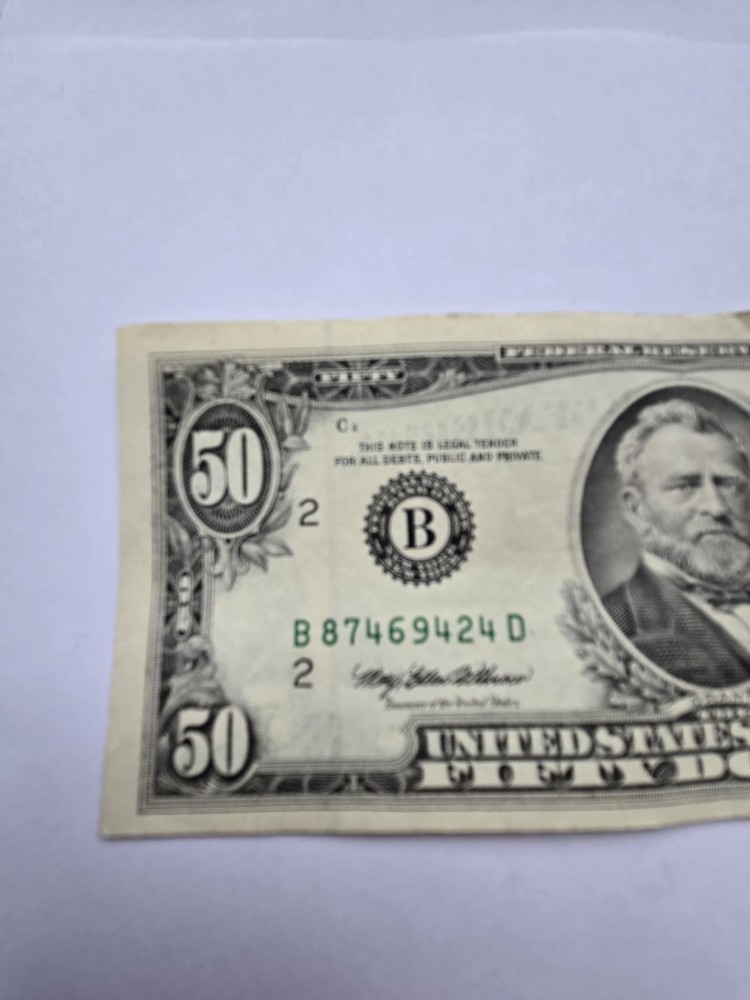 1993 $50 Dollar Bill Error Bleed Through Both Sides Paper Money MISALIGNMENT