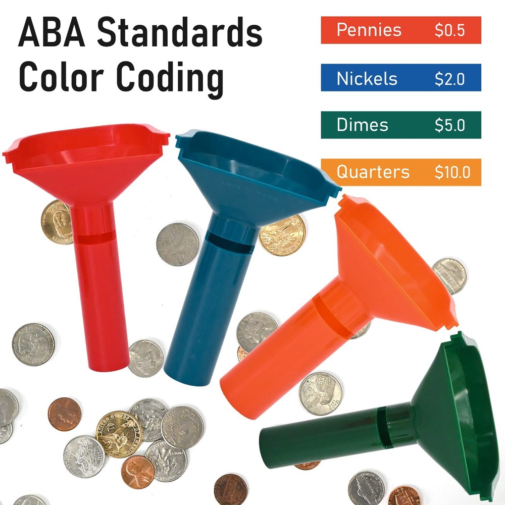 LIKED 150 Assorted Coin Wrappers w/ 4 Sorter Tubes Color-Coded Counters