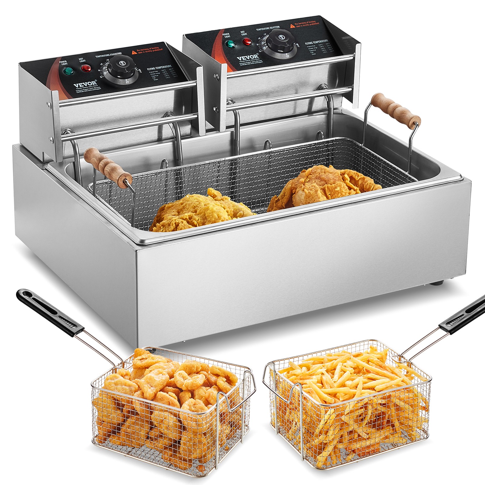 VEVOR Commercial Electric Deep Fryer Countertop Deep Fryer 3000W 18Qt / 17L