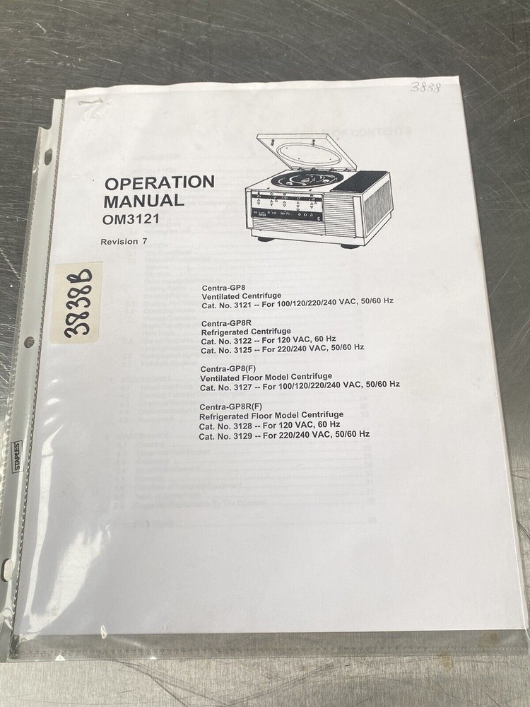 IEC Thermo OM3121 Centrifuge Version 7 - Users Manual /Instructions Book
