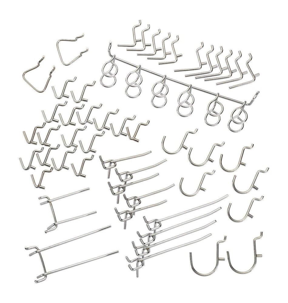 50 pc Pegboard Hook Organizer Assorted Set Peg Board Wall Shelf Tool Hanger