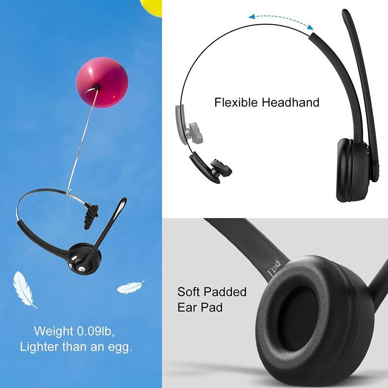 Wireless Bluetooth Headset Headphone Stereo Noise Cancelling With Mic For PC