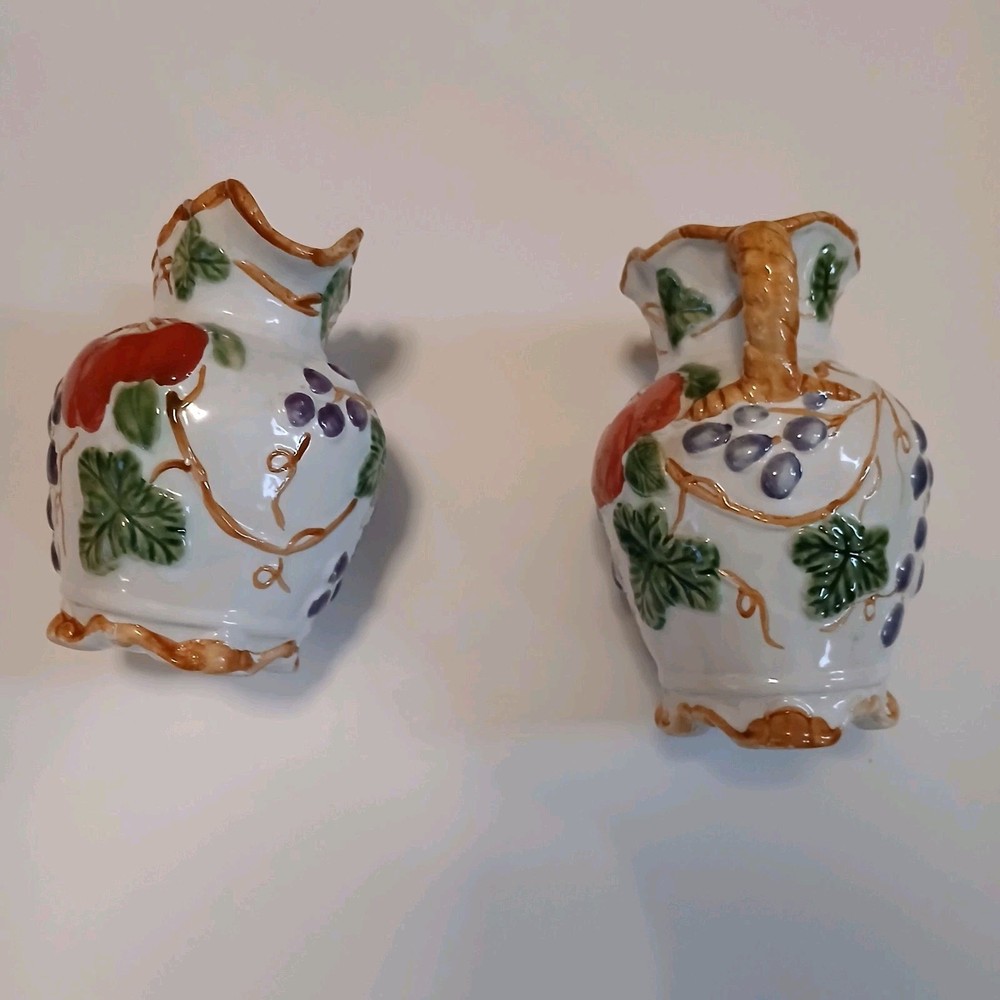 2-PC Set Decorative Pottery Ceramic Pitcher & Vase Multi-Color