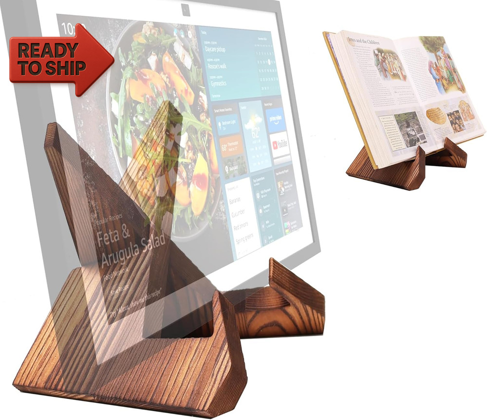 Solid Wood Tablet Computer Stands Compatible for Echo Show 15,Echo Show 21,Supp