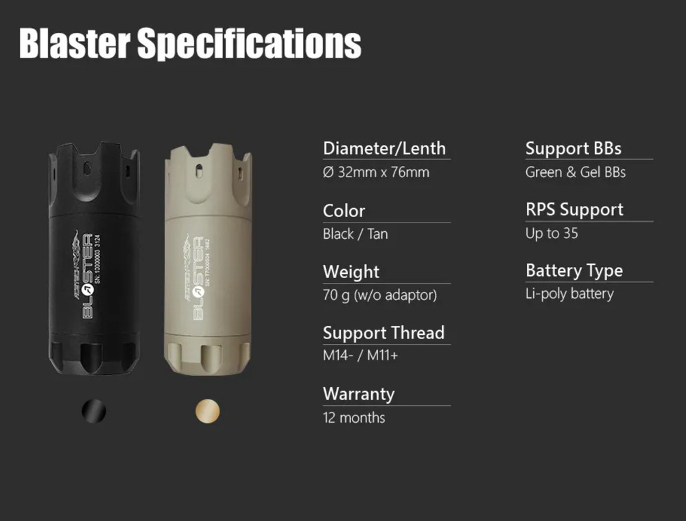 BLASTER Muzzle flash Airsoft Tracer unit AceTech USB Type C LED charge cable inc