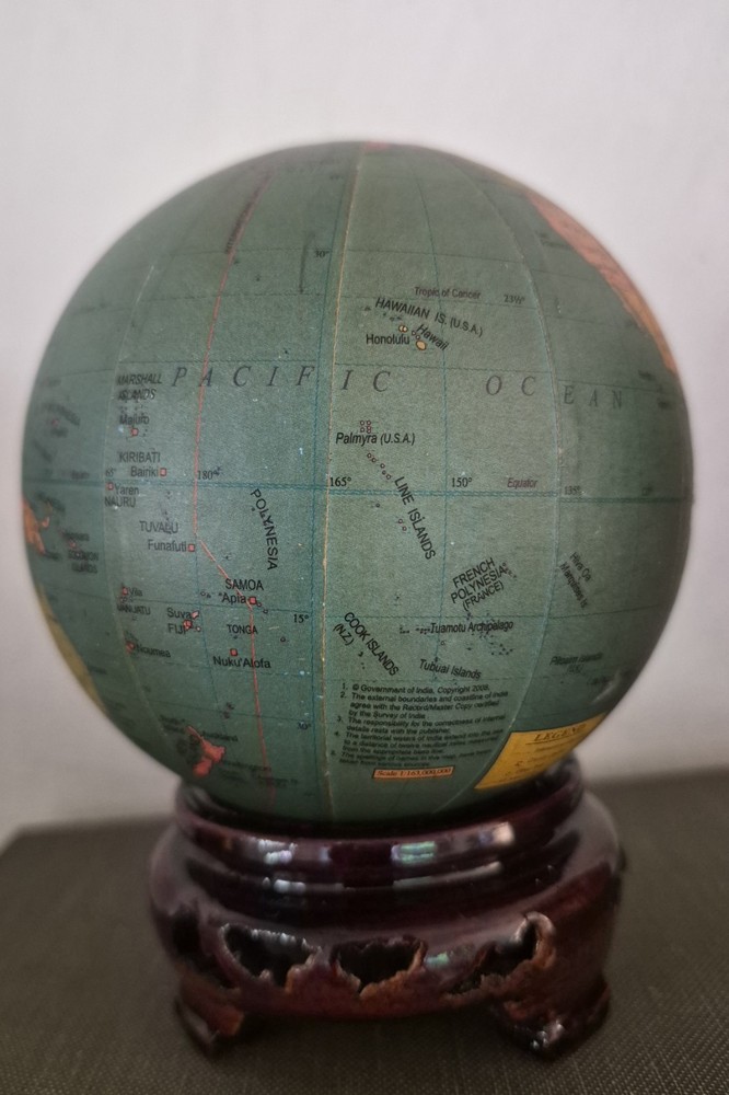 Vintage Miniature Globe Sphere 4” Lightweight World Map