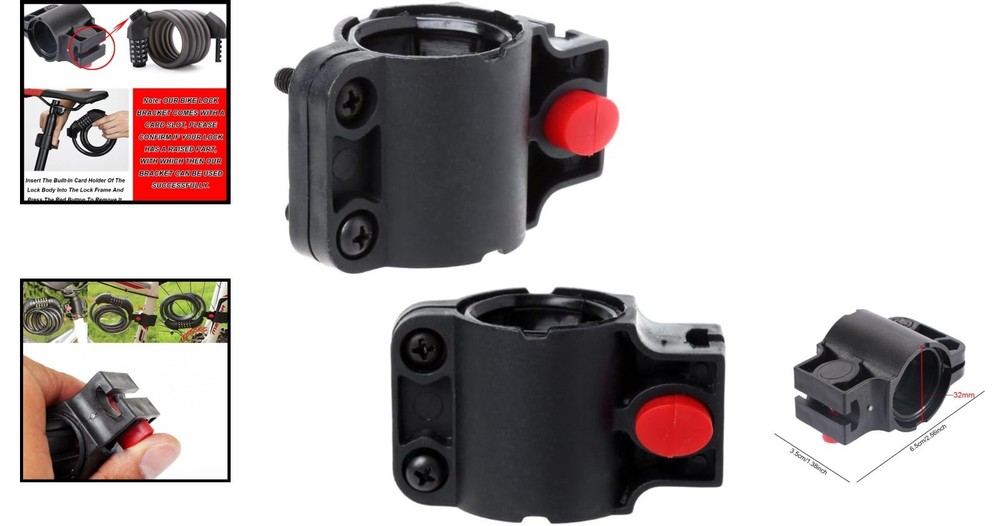 2-Pack Waterproof Bike Lock Holder - Universal U-Lock Frame Mounting Bracket