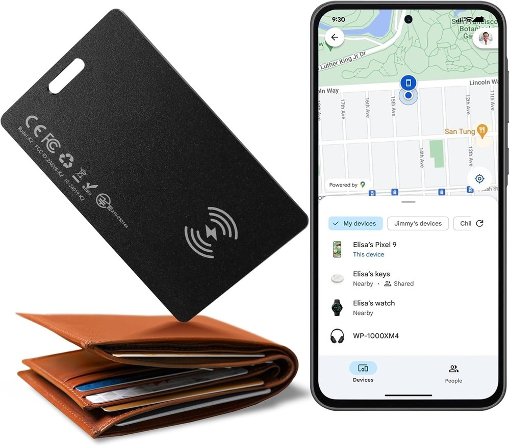Ultra-Thin Waterproof Wallet Tracker Card for Android - Rechargeable GPS Loc...