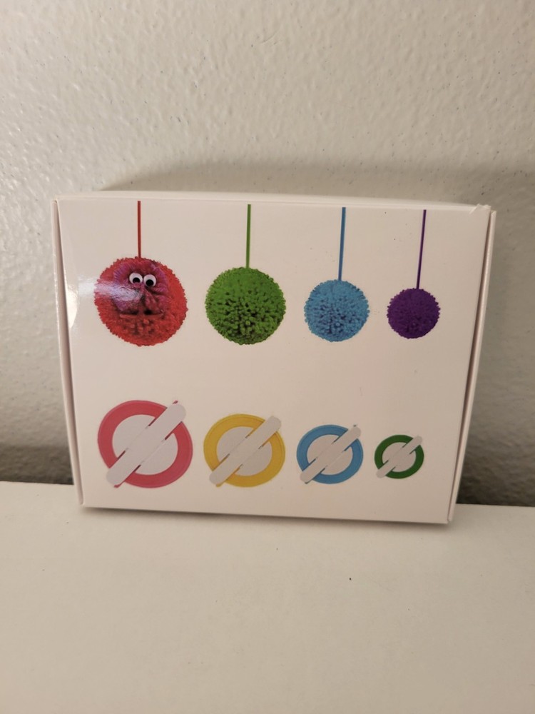 Set A Four Pom-Pom Makers, Tiny Small Medium Large Open Box Complete